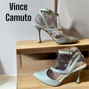 Vince Camuto Women's Strappy Leather Pointed Toe Stiletto Heels Pale Mint Green